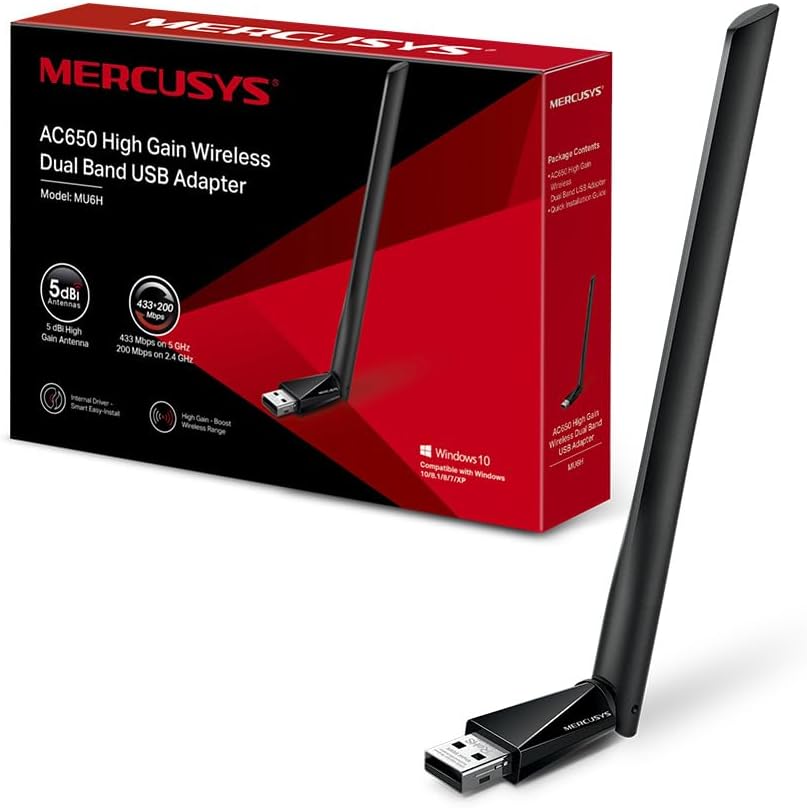 USB Wireless Dual Band 650Mbps Mercusys High Gain MU6H